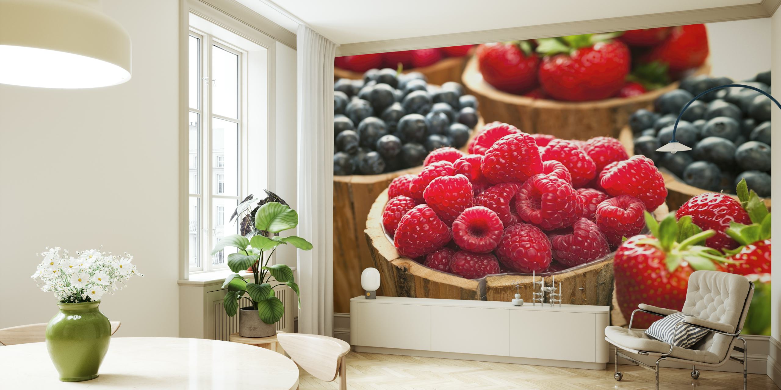 Design de papier peint Berry Bonanza dans une pièce